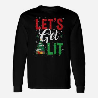 Let's Get Lit Christmas Pajama Shirt Funny Xmas Gifts Unisex Long Sleeve | Crazezy AU