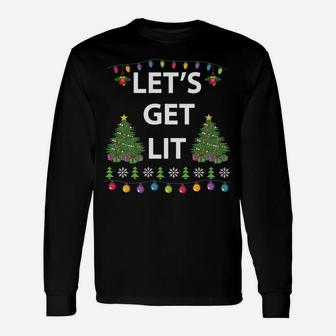 Let's Get Lit Ugly Christmas Sweatshirt Unisex Long Sleeve | Crazezy CA