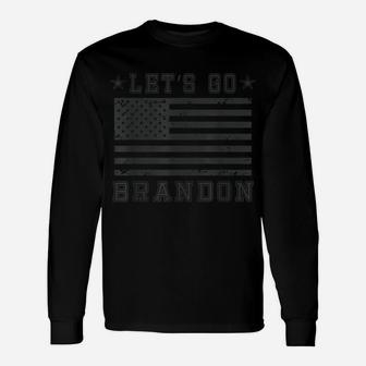 Let's Go Brandon Biden Chant Blackout American Flag Unisex Long Sleeve | Crazezy DE