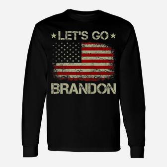 Let's Go Brandon Vintage American Flag Patriotic On Back Unisex Long Sleeve | Crazezy DE
