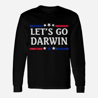 Lets Go Darwin Funny Science Darwin Messy Bun America Flag Unisex Long Sleeve | Crazezy UK