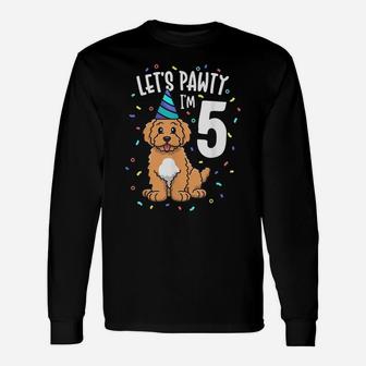 Let's Pawty I'm 5 Goldendoodle Dog 5Th Birthday Party Unisex Long Sleeve | Crazezy