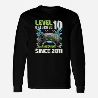 Level 10 Unlocked Awesome 2011 Video Game 10Th Birthday Gift Unisex Long Sleeve | Crazezy DE