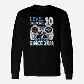 Level 10 Unlocked Awesome 2011 Video Game 10Th Birthday Unisex Long Sleeve | Crazezy