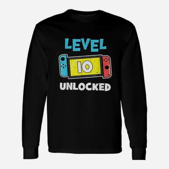 Level 10 Unlocked Gamer 10Th Birthday Gift Video Game Lovers Unisex Long Sleeve | Crazezy AU