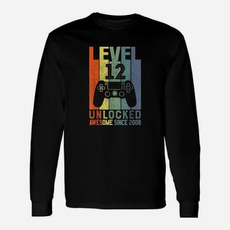 Level 12 Unlocked Awesome Since 2008 Unisex Long Sleeve | Crazezy