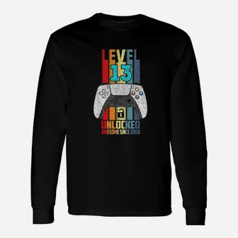 Level 13 Unlocked 13Th Birthday Awesome 2008 13 Years Old Unisex Long Sleeve | Crazezy DE