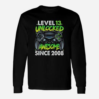 Level 13 Unlocked Awesome Since 2008 13Th Birthday Gaming Unisex Long Sleeve | Crazezy
