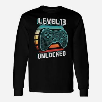 Level 13 Unlocked Retro Video Game 13Th Birthday Gamer Gift Unisex Long Sleeve | Crazezy CA