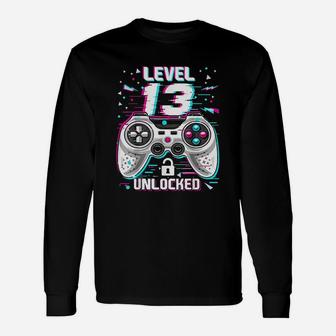 Level 13 Unlocked Retro Video Game 13Th Birthday Gamer Unisex Long Sleeve | Crazezy AU