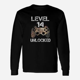 Level 14 Unlocked 14Th Birthday 14 Year Old Gamer Unisex Long Sleeve | Crazezy UK