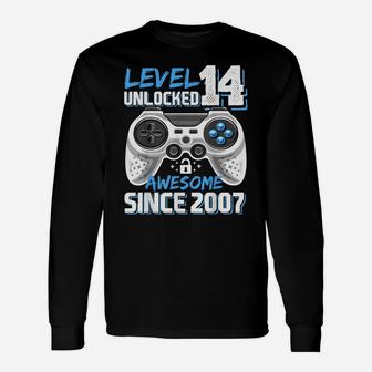 Level 14 Unlocked Awesome 2007 Video Game 14Th Birthday Unisex Long Sleeve | Crazezy CA