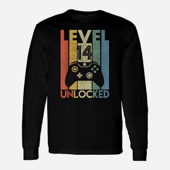Level 14 Unlocked Shirt Funny Video Gamer 14Th Birthday Gift Unisex Long Sleeve | Crazezy DE