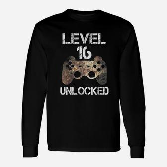 Level 16 Unlocked 16Th Birthday 16 Year Old Gamer Unisex Long Sleeve | Crazezy CA