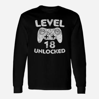Level 18 Unlocked 18Th Video Gamer Birthday Gift Unisex Long Sleeve | Crazezy AU