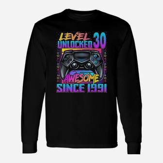 Level 30 Unlocked Awesome Since 1991 30Th Birthday Gaming Unisex Long Sleeve | Crazezy AU