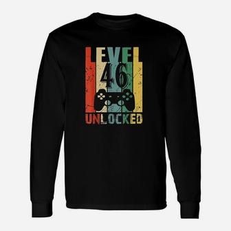 Level 46 Unlocked 46Th Birthday Gift Funny Video Gamer Unisex Long Sleeve | Crazezy AU