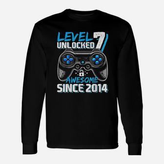 Level 7 Unlocked Awesome 2014 Video Game 7Th Birthday Unisex Long Sleeve | Crazezy UK