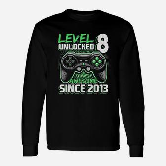 Level 8 Unlocked Awesome 2013 Video Game 8Th Birthday Unisex Long Sleeve | Crazezy AU