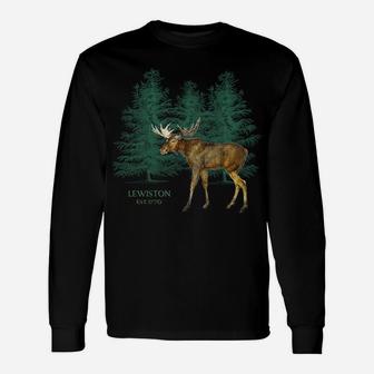 Lewiston Maine Moose Lovers Trees Vintage-Look Souvenir Sweatshirt Unisex Long Sleeve | Crazezy