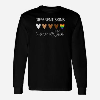 Lgbt Different Skins Same Within Long Sleeve T-Shirt - Monsterry DE