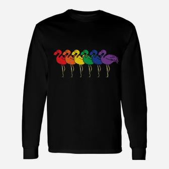 Lgbt Flamingo Rainbow Gay Lesbian Pride Long Sleeve T-Shirt - Monsterry AU