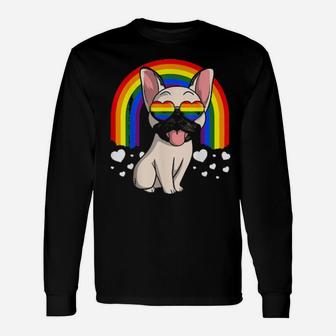 Lgbt French Bulldog Dog Gay Pride Rainbow Frenchie Long Sleeve T-Shirt - Monsterry UK