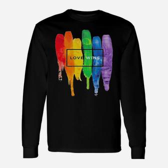Lgbt Gay Love Lesbian Rainbow Print Long Sleeve T-Shirt - Monsterry