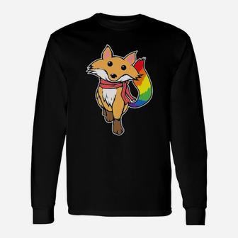 Lgbt Gay Pride Fox Animal Lover Rainbow Fox Long Sleeve T-Shirt - Monsterry DE