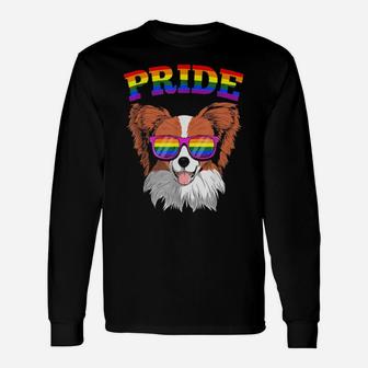 Lgbt Papillon Dog Gay Pride Rainbow Lgbtq Long Sleeve T-Shirt - Monsterry AU