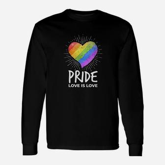 Lgbt Pride Love Is Love Rainbow Heart Gay Rights Support Unisex Long Sleeve | Crazezy