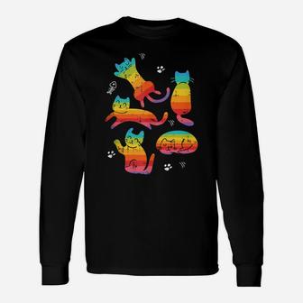 Lgbt-Q Cat Kawaii Gay Pride Rainbow Cool Animal Ally Gifts Unisex Long Sleeve | Crazezy