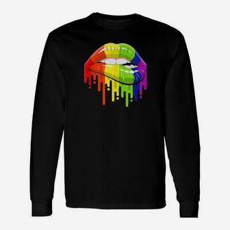 Lgbt Rainbow Color Lips Pride Gay Homosexual Long Sleeve T-Shirt - Monsterry DE