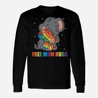 Lgbt Rainbow Elephant Hugs Lesbian Gay Pride Long Sleeve T-Shirt - Monsterry