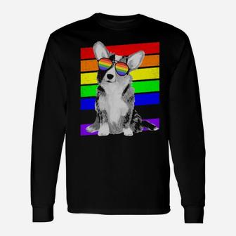 Lgbt Rainbow Flag Gay Pride Corgi Long Sleeve T-Shirt - Monsterry DE