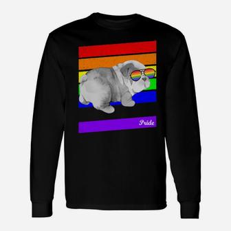 Lgbt Rainbow Flag Gay Pride English Bull Dog Long Sleeve T-Shirt - Monsterry