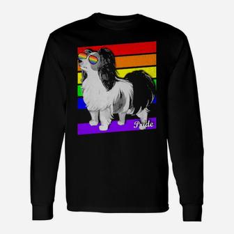 Lgbt Rainbow Flag Gay Pride Papillon Long Sleeve T-Shirt - Monsterry