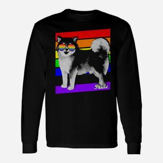 Lgbt Rainbow Flag Gay Pride Shiba Inu Long Sleeve T-Shirt - Monsterry