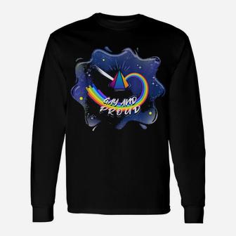 Lgbtq Gay And Proud Galaxy Rainbow Long Sleeve T-Shirt - Monsterry