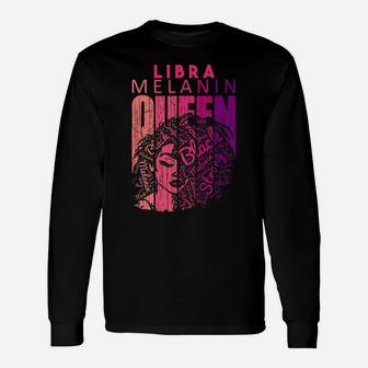 Libra Melanin Queen Strong Black Woman Zodiac Star Signs Unisex Long Sleeve | Crazezy UK
