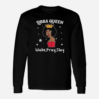 Libra Queen Black Women Afro Zodiac Sign Unisex Long Sleeve | Crazezy