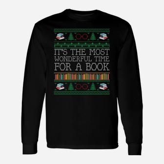 Librarian Books Reading Ugly Christmas Sweaters Sweatshirt Unisex Long Sleeve | Crazezy UK