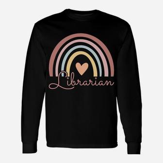 Librarian Cute Boho Rainbow Funny Back To School Librarian Unisex Long Sleeve | Crazezy
