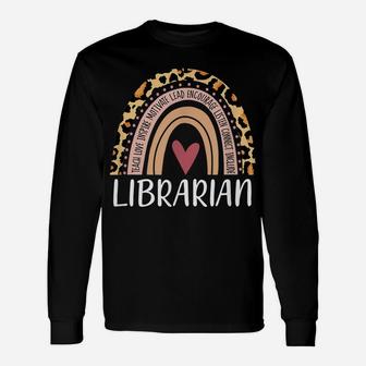Librarian Rainbow Boho Leopard Funny School Librarian Gift Unisex Long Sleeve | Crazezy