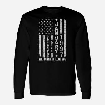 Life Begins At 25 Born In January 1997 The Year Of Legends Unisex Long Sleeve | Crazezy CA