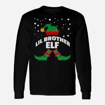 Lil Brother Elf Christmas Family Group Picture Santas Helper Sweatshirt Unisex Long Sleeve | Crazezy AU