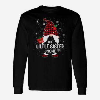 Lil Sister Gnome Buffalo Plaid Matching Family Christmas Unisex Long Sleeve | Crazezy