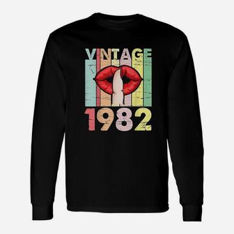 Lips And Finger Vintage 1982 Birthday 39 Years Old Unisex Long Sleeve | Crazezy AU