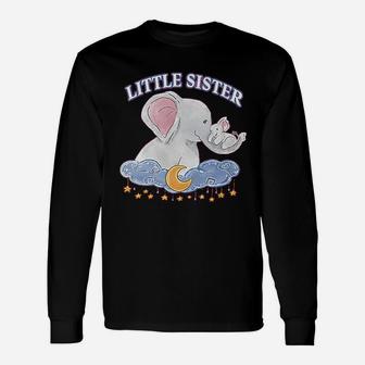 Little Sister Cute Elephants With Moon And Stars Unisex Long Sleeve | Crazezy DE