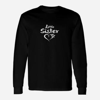 Little Sister Schwarzes Langarmshirts, Herz-Stern-Motiv für Schwestern - Seseable